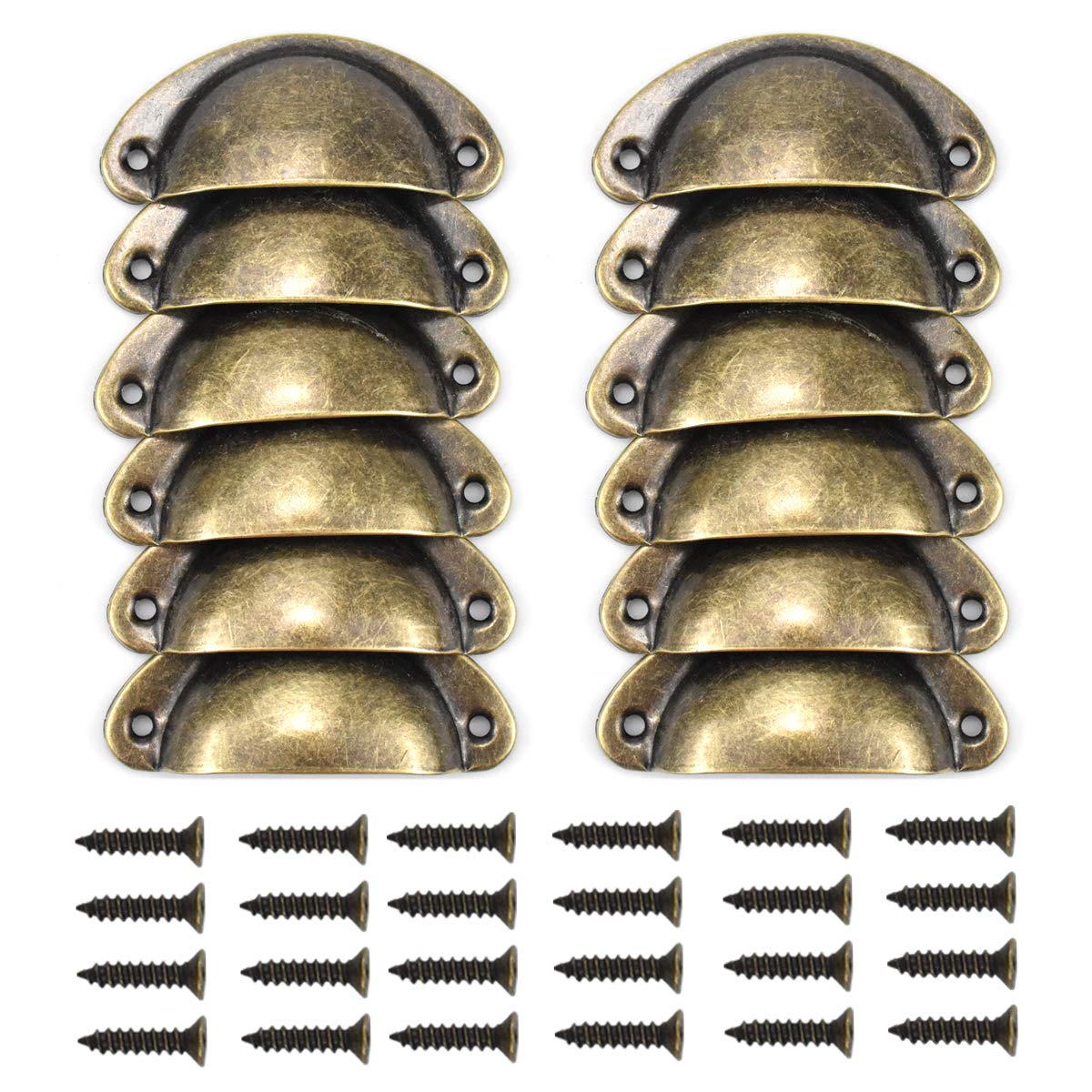 NiceLand 12 x Vintage Retro Vintage Furniture Handle Cabinet Door Drawer Knob with Screws Bronze