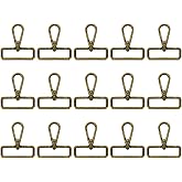 uxcell 15Pcs Swivel Clasps, 1.5 Inch D Ring Lobster Clasp Claw Metal Push Gate Snap Hook for Purse Making Keychain Belt Strap, Bronze