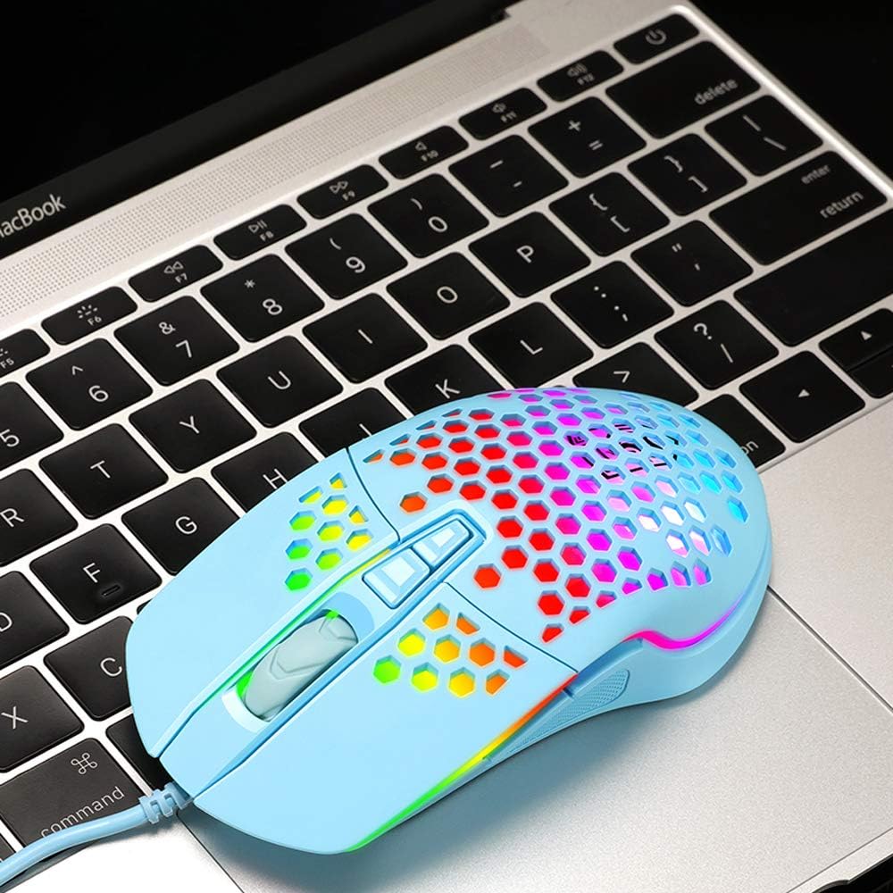 Lightweight Gaming Mouse, Wired USB PC Gaming Mice with Ultralight Honeycomb Shell, RGB Chroma LED Light, 6400 DPI Adjustable, Pixart 3325, Programmable 7 Buttons Mouse for Windows 7/8/10/XP: Computers & Accessories