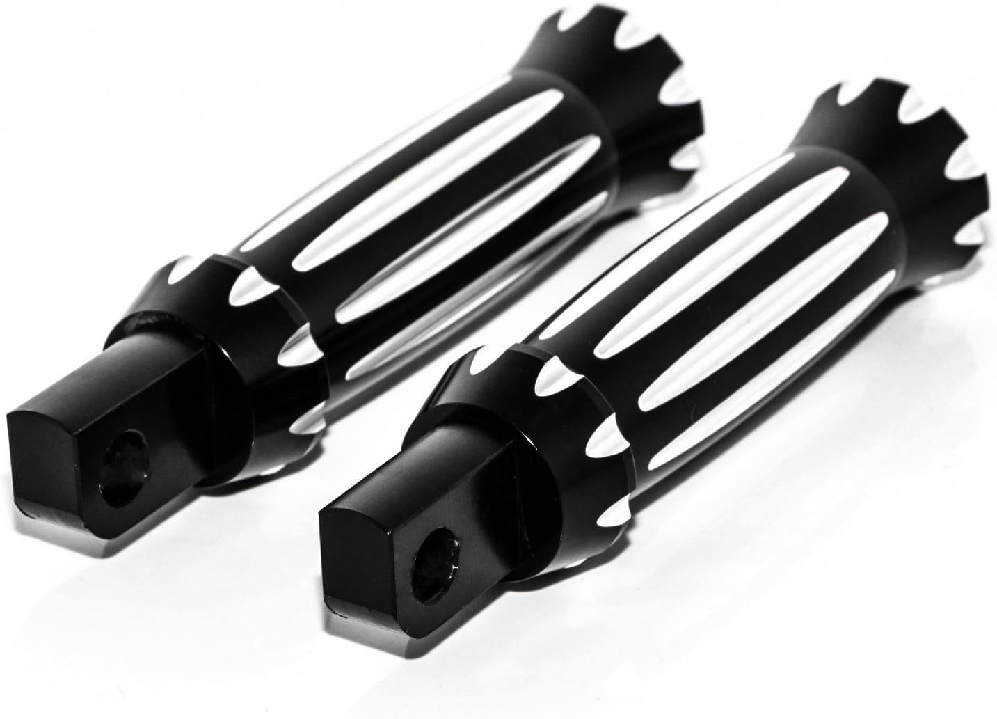 Black Spike Male Mount Foot pegs For Harley Dyna Softail Sportster XL