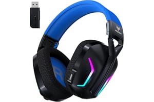 WESEARY Wireless Gaming Headset for PC, PS4, PS5, Mac, Switch - 2.4GHz Gaming Headphones with Microphone, 50mm Stereo Sound Drivers Bluetooth Gaming Headsets, 50h Battery Life, RGB Lighting