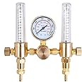 Dual Output Argon Regulator Flow Meter for TIG MIG Welding 0-60CFH 0-4500PSI CGA580 Inlet 5/8" x 18 RH Outlet Fitting
