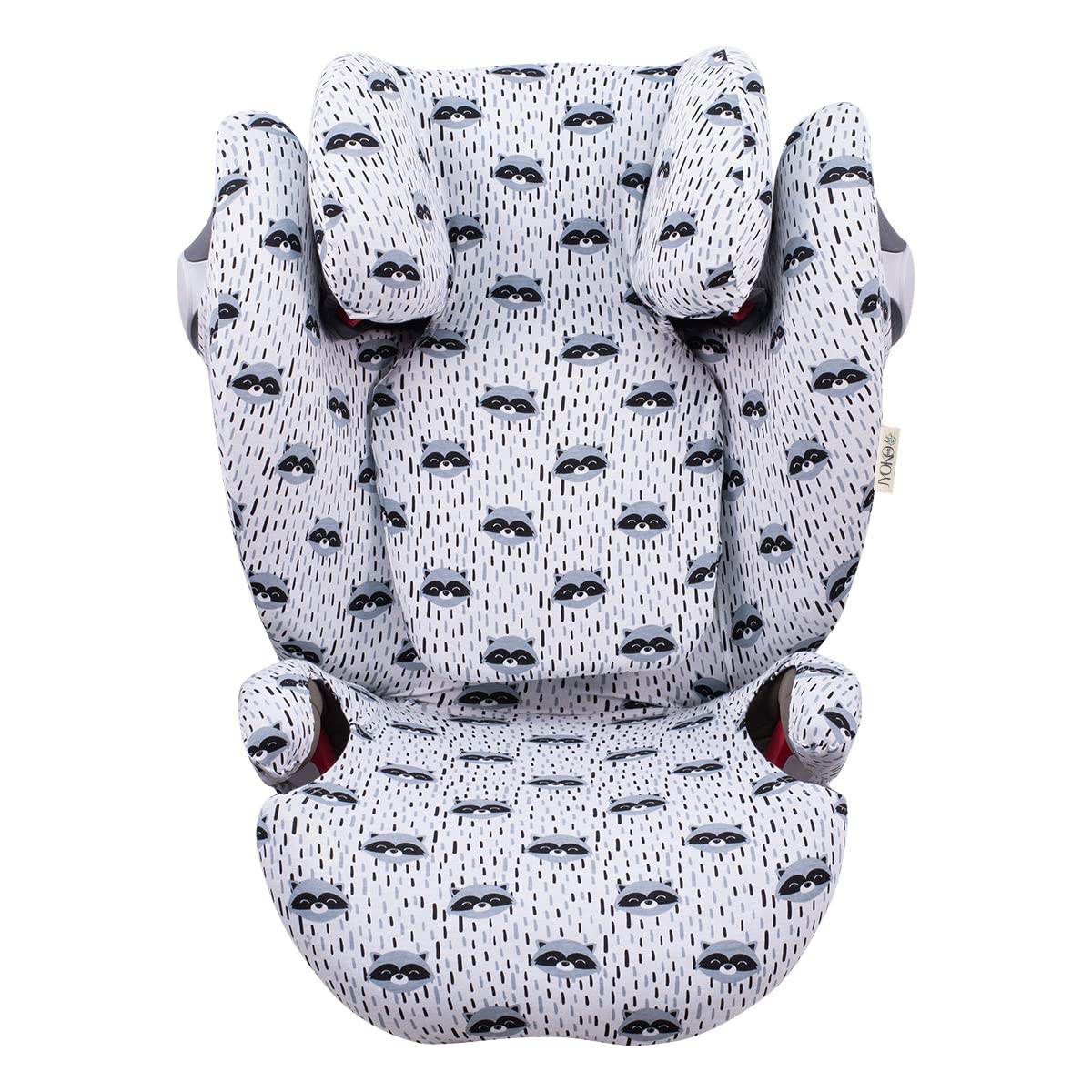 JYOKO KIDS Baby car seat cover liner made cotton compatible with Cybex Solution M and Pallas B - Fix (Raccoon)