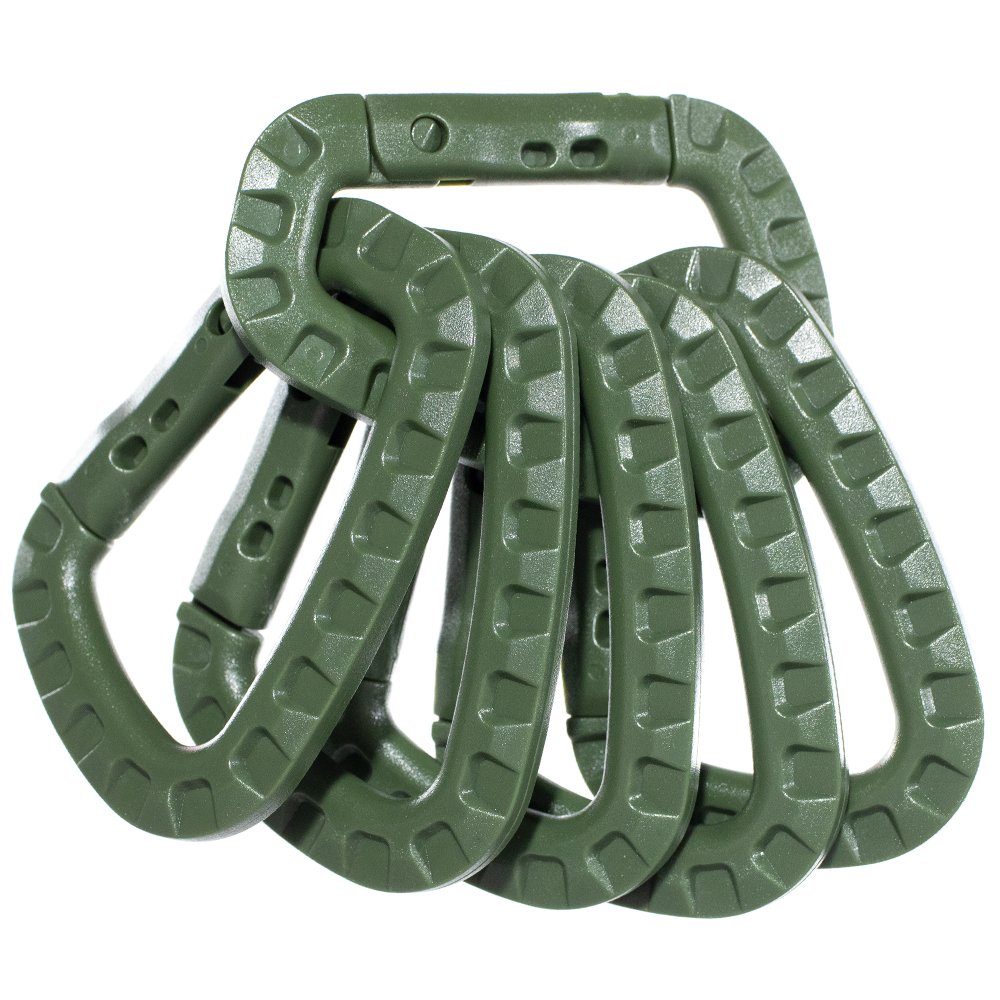 Tactical Carabiner Keychain 6 Pack - Durable Plastic Carabiners - Lightweight Spring Snap Gear - Utility Hooks for Backpacks, Buckles, Hanging Gear, and Outdoor Recreation