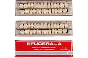 JREHOOR 56 Pieces False Teeth Dental Complete Acrylic Resin Denture Tooth, 2 Sets Tooth Replacement kit, 23 Shade A2 Upper + Lower Dental Materials for Replacement, DIY, or Halloween
