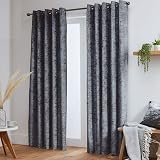 John Aird Crushed Velvet Eyelet Curtains Dark Grey 90W x 72D Pair view 2