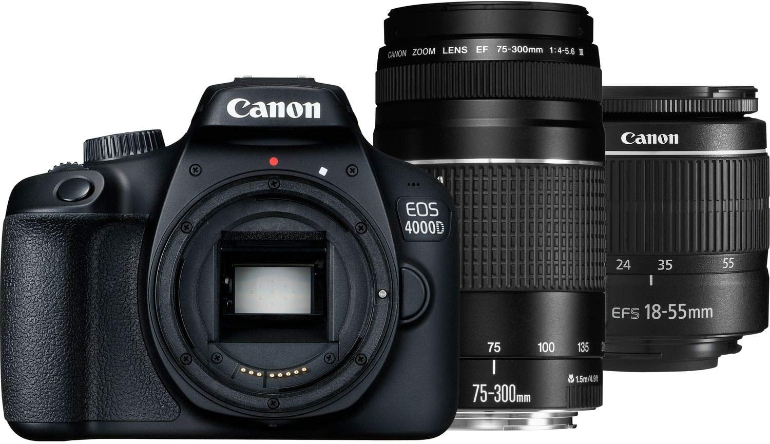 Canon 3011C010 EOS 4000D Black 1855 DC +Canon 75300mm lens Kit Buy