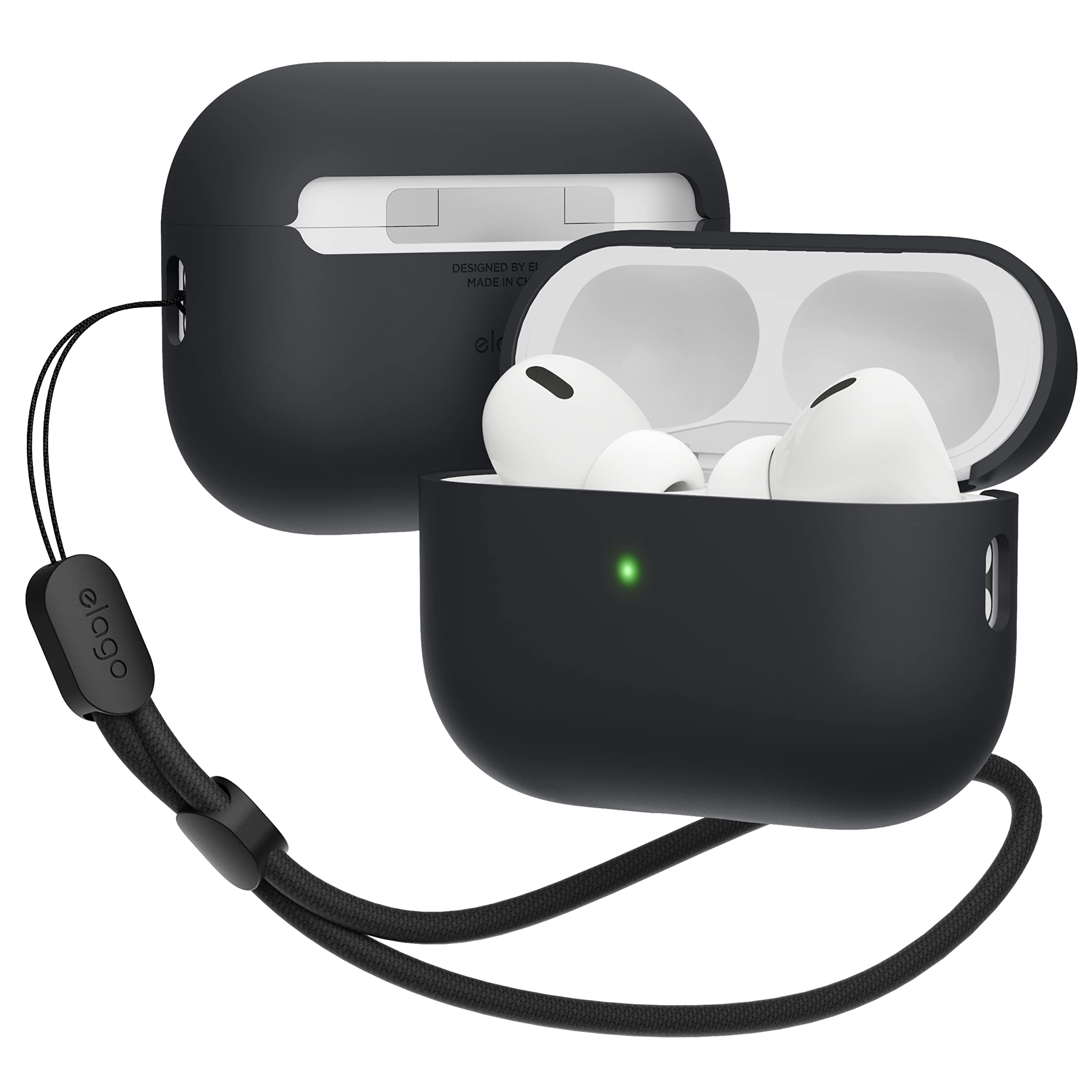 elago Liquid Hybrid Case Compatible with AirPods Pro 2 Case with Lanyard, Compatible with AirPods Pro 2nd Generation Case Cover, Triple Layer Protection, Shockproof (Black)