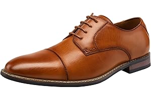 Jousen Men's Dress Cap Toe Shoes Wingtip Brogue Oxfords for Men Business Formal Derby Shoes