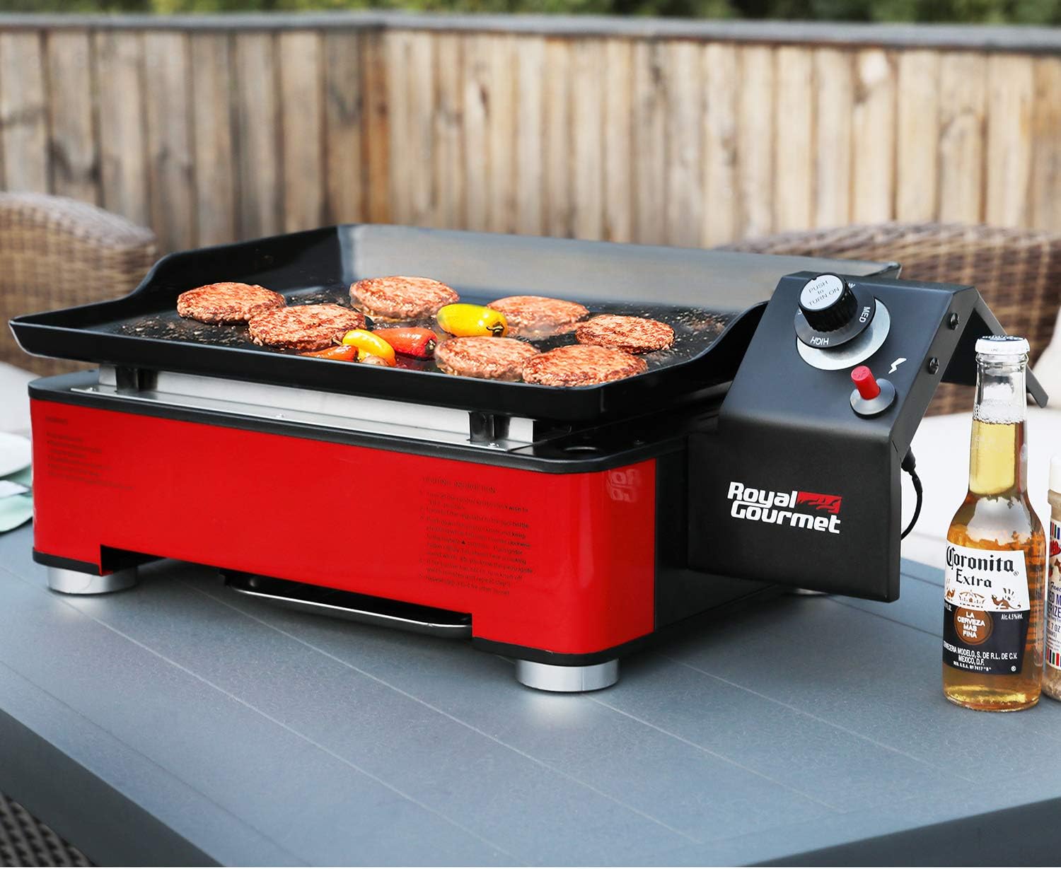 review Royal Gourmet PD1202R 17-Inch Portable Table Top Propane Gas Grill Griddle for Camping, red