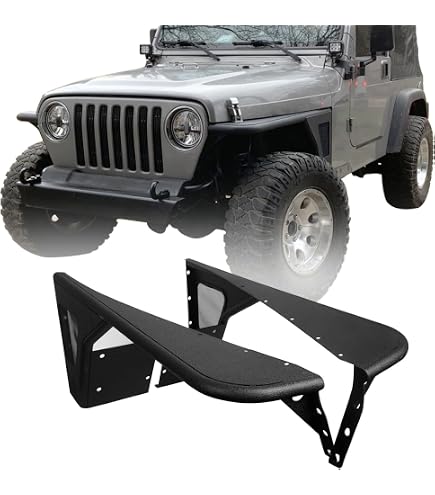 Hooke Road Steel Fender Flares For Jeep Wrangler TJ (1997-2006) – 4-Piece Set, Front & Rear, Black - View #8