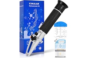 CIMALAB 4-in-1 Antifreeze Coolant Refractometer, DEF Refractometer with ATC, Automotive Antifreeze Tester for Ethylene Glycol, Propylene Glycol, Diesel Exhaust Fluid, Battery Acid & Windshield Washer Fluid