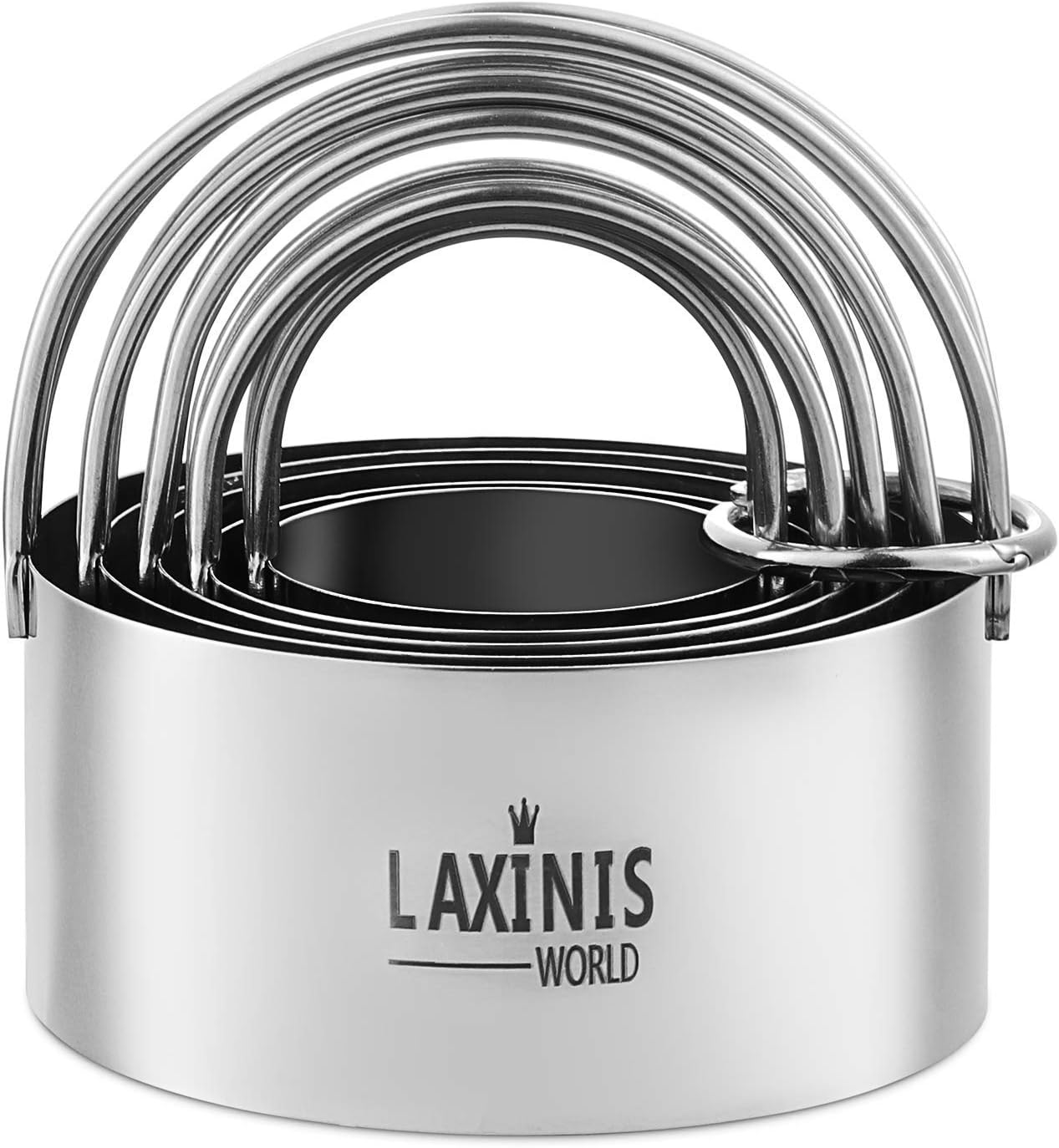 Amazon Co Jp Laxinis World Biscuit Cutter Set 5 Pieces Round Cookies Cutters With Handle 18 8 Stainless Steel Graduated Circle Pastry And Dough Cutters 並行輸入品 Kitchen Housewares
