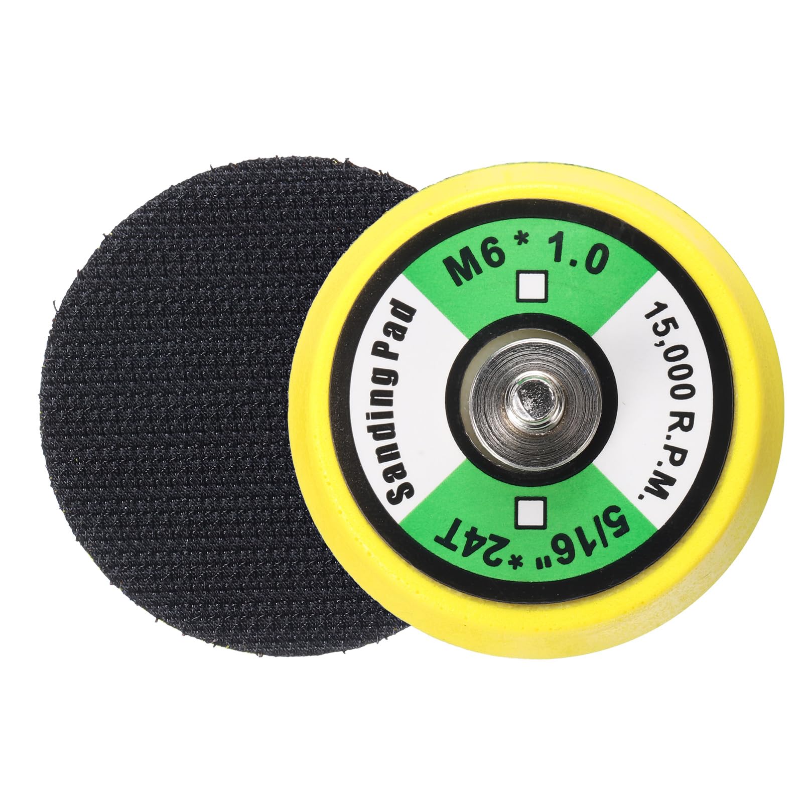 Sourcingmap 2 Inch Hook and Loop Backing Sanding Pads with M6*1mm Thread for Diamond Sanding Finishing Polishing Buffing Pads, Yellow + Black 2pcs