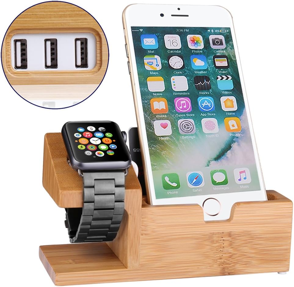 Apple Watch iPhone Charging Station Charging Dock Bamboo