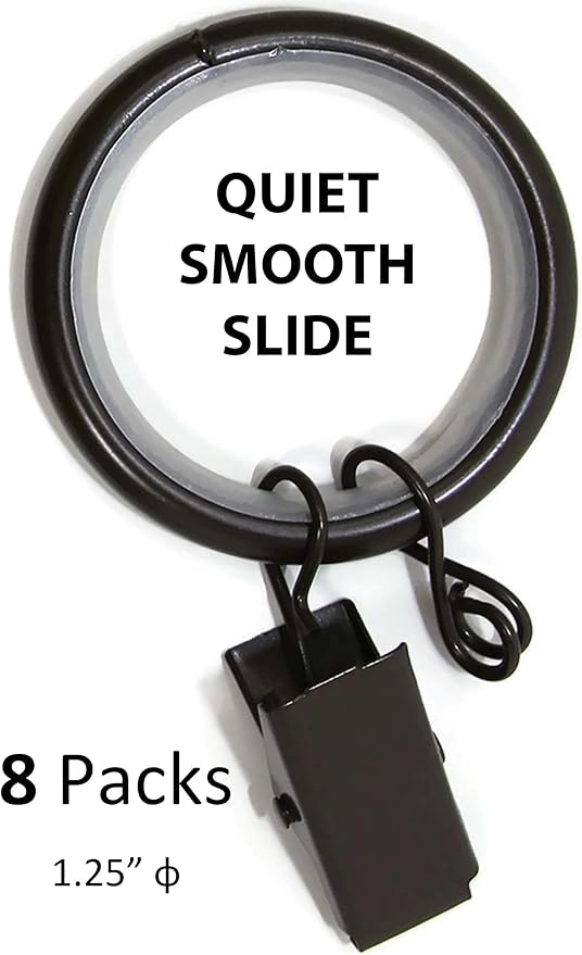 Amazon Com Urbanest 1 25 Quiet Smooth Drapery Curtain Rod Rings