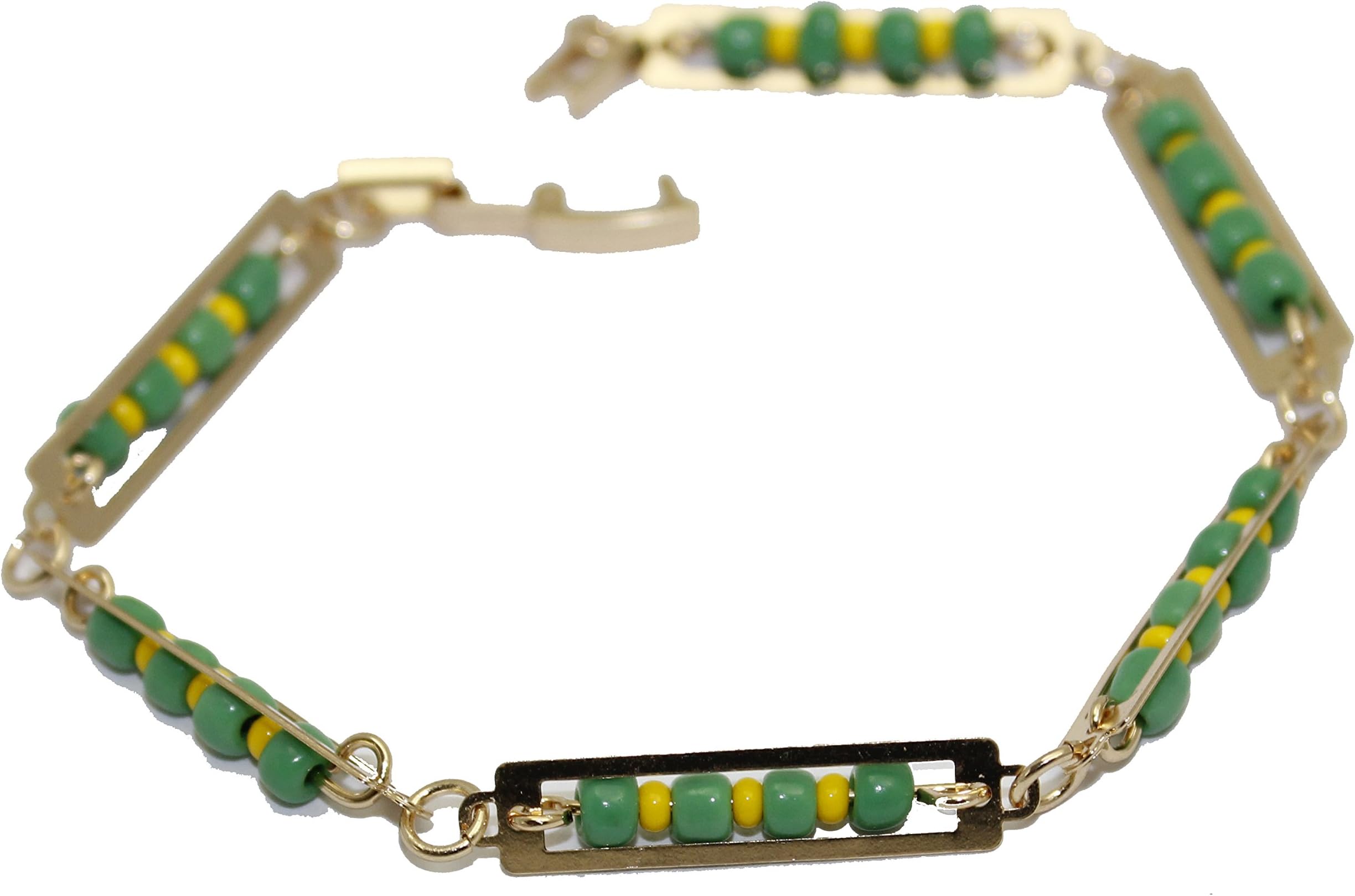 Mano de Orula 7.5 inch Bracelet 18k Gold Plated - Mano de Orula Green and Yellow 5mm Bracelet