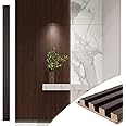 Art3d Slat Wood Wall Paneling for Interior and Ceiling Decoration - Pack of 4pcs + 1pc End-Trim, Size 108 x 5.7in.- Smoked Oak