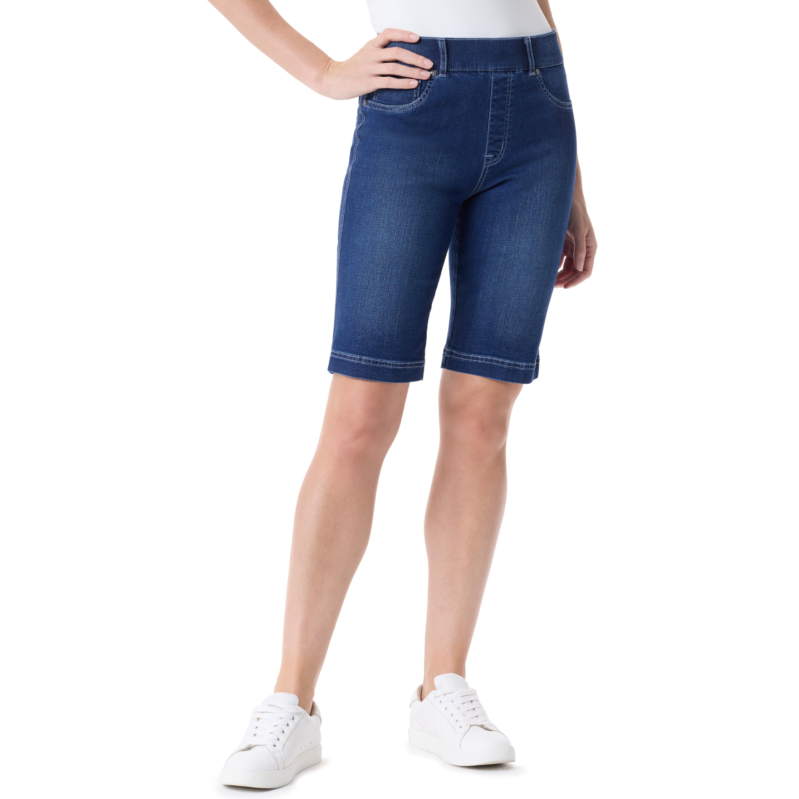 Gloria Vanderbilt Women’s Shape Effect Pull On Bermuda High Rise Short Standard, METZ