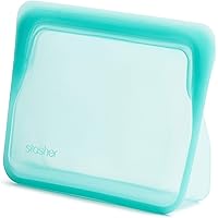 Stasher Reusable Silicone Storage Bag, Food Storage Container, Microwave and Dishwasher Safe, Leak-free, Stand Up - Mini, Aqu