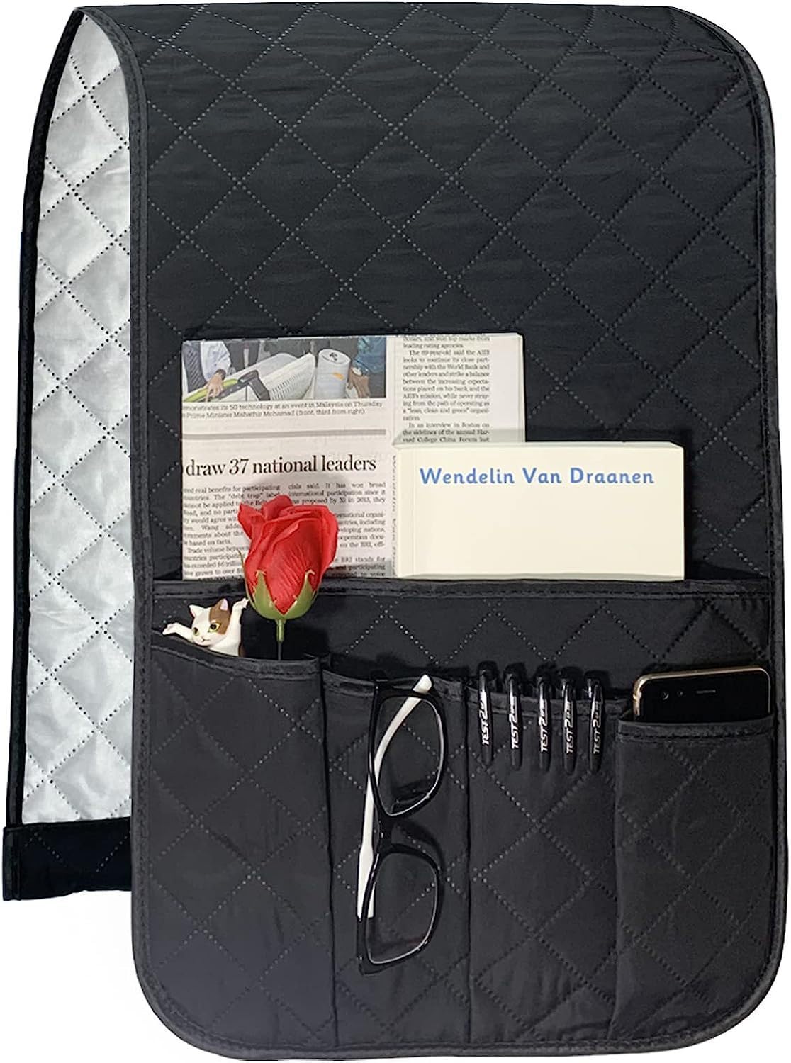 haozaikeji Sofa Armchair Organiser with 5 Pockets Waterproof Non-slip Remote Organiser Armrest Caddy on Couch & Chair Arm Sofa Tidy Organizer for Magazine Glasses Ipad Books Cell Phone