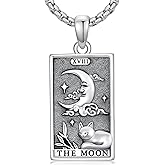 Flpruy Tarot Card Necklace 925 Sterling Silver Skull Necklace The Devil Death Sun Lover Tarot Jewelry Gifts for Men Women Unisex