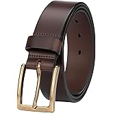 wolksprong Mens Heavy Duty Full Grain Leather Belt - 1 1/2 Italian Genuine Leather with Sturdy Buckle for Jeans Casual Pants