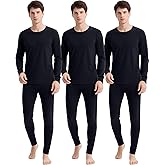 Taiyin 3 Sets Thermal Underwear for Men Cotton Thermals Top and Bottom Set Base Layer for Cold Winter