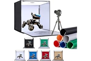 SYSCLOUD Photo Studio Light Box, 24"x24" Professional Dimmable Portable Photo Box with 240 LEDs Lights & 6 Kinds Double-Sided Color Backgrounds for Product Photography
