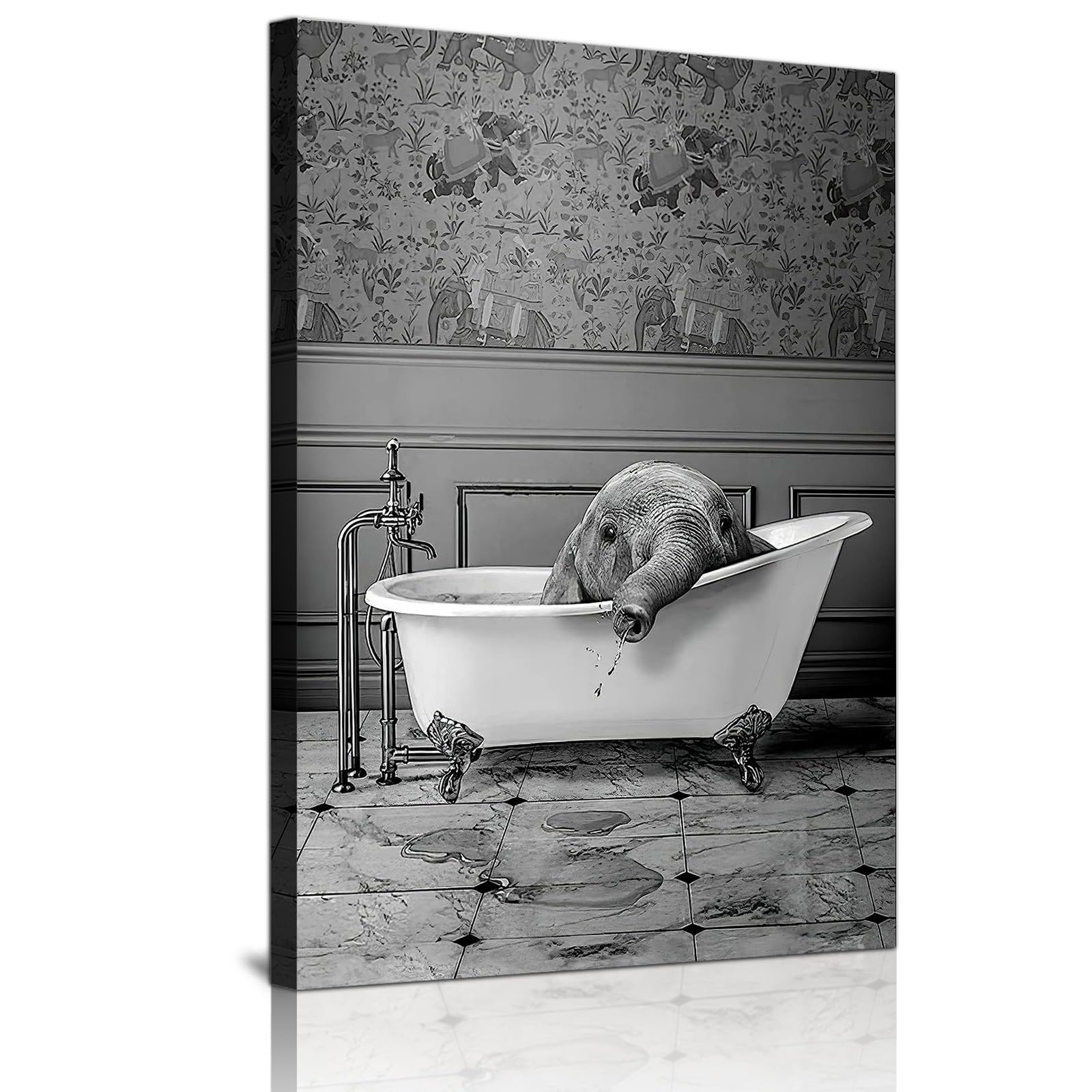 IUNTWEIE Animal In The Bathroom Pictures, Black White Animal Bath Picture, Funny Wall Pictures, Prints Canvas Poster, Art, Wall Art, Minimalist Home Decor - Without Frame (40 x 60, Animal -2)