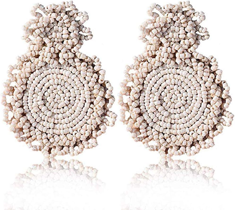 HJuyYuah Earrings Bohemian Beaded Round Dangle Earrings Gift for Women