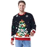 Giggling Getup Ugly Christmas Sweater with Light, LED Ugly Christmas Sweater for Women Men Kids 2025 Christmas Tree(Black)