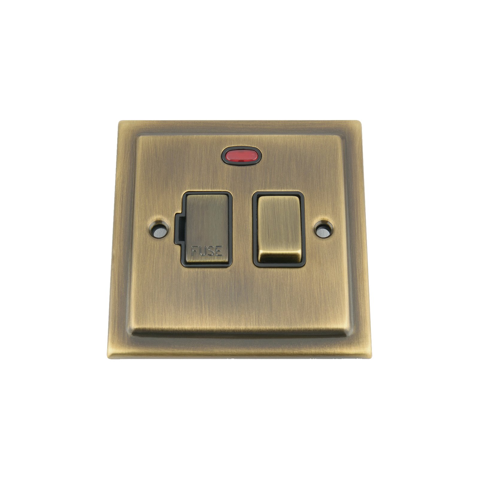 Switched Fused Spur Switch w/Neon Indicator 13 Amp - Victorian - Antique Brass