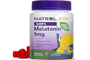 Natrol Kids Melatonin 1mg, Supplement for Restful Sleep, Sleep Gummies for Children, 60 Raspberry-Flavored Melatonin Gummies, 60 Day Supply