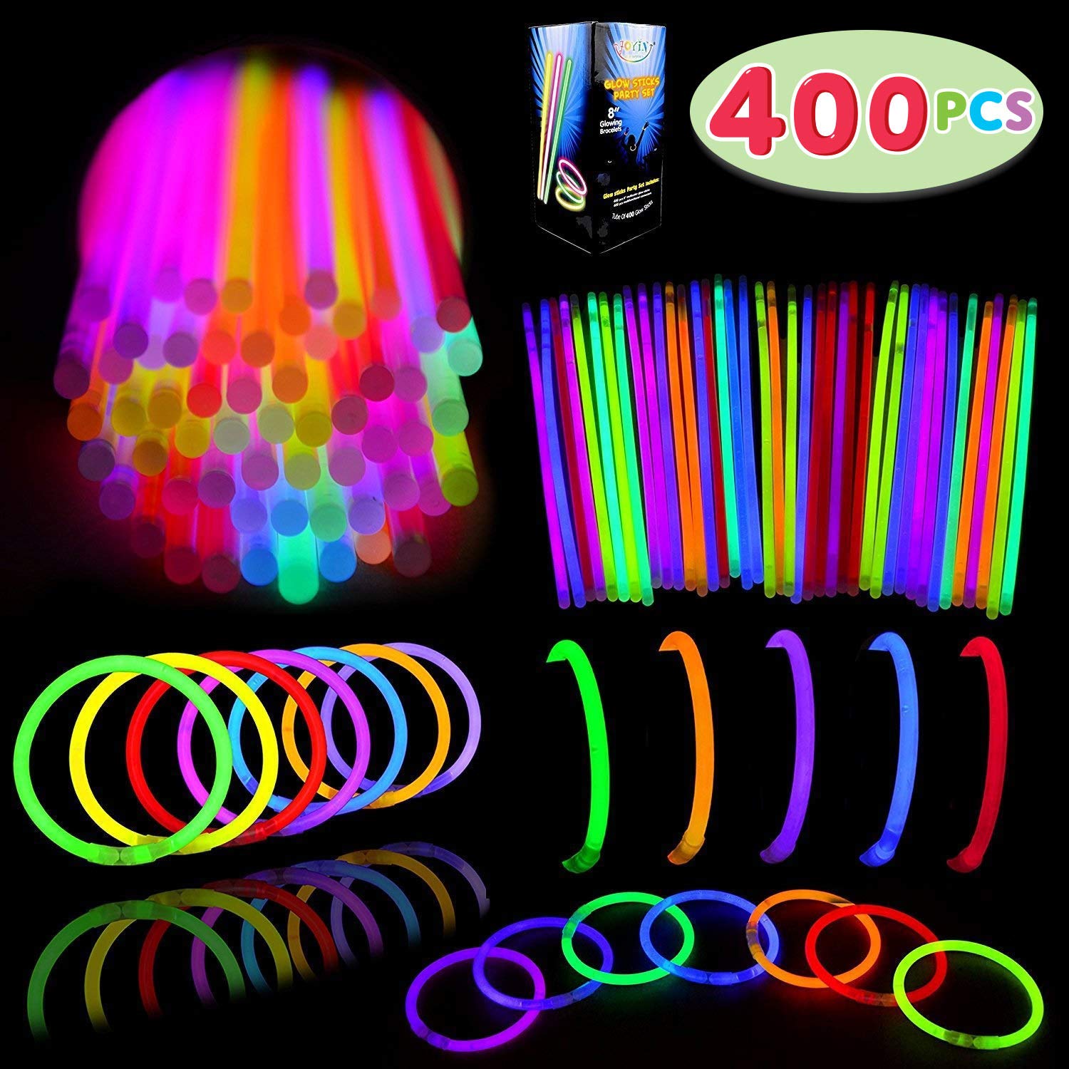 Joyin Toy Glow Sticks Bulk 400 8" Glowsticks (Total 800 Pcs 7 Colors