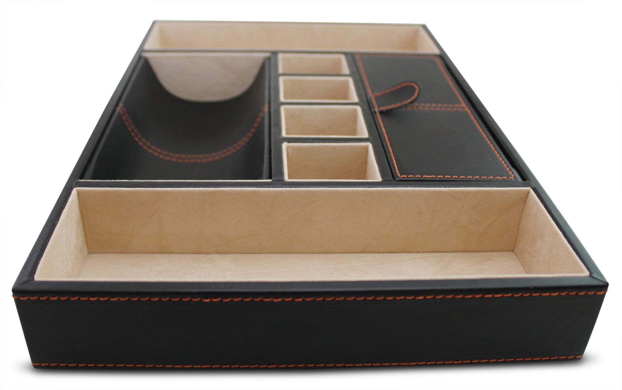Dapper Effects Mens Valet Tray Organizer For Desk, Dresser Top Or