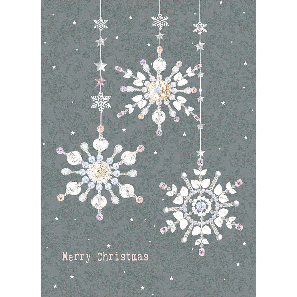 Tree-Free Greetings Holiday Greeting Cards, Grey Snowflake Happy Holidays, Vintage Brown Recycled Paper, Boxed Note Card Set, Pack of 10 (HB93304)