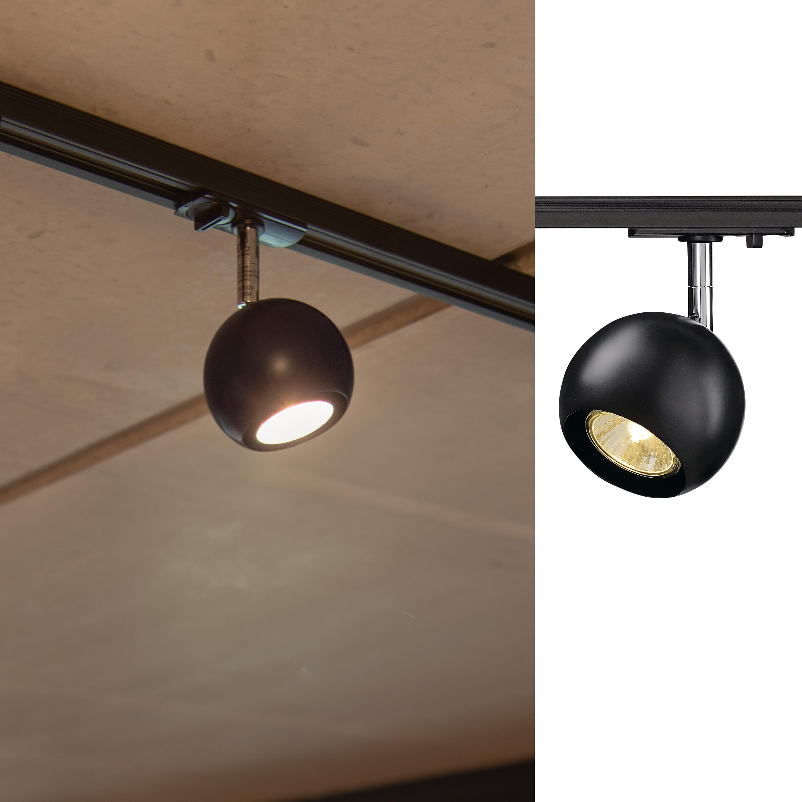 SLV 1-Phase System Light Light Eye/spot, LED spot, Ceiling spot, Ceiling Light, Track System, Interior Lighting / GU10 50W Black