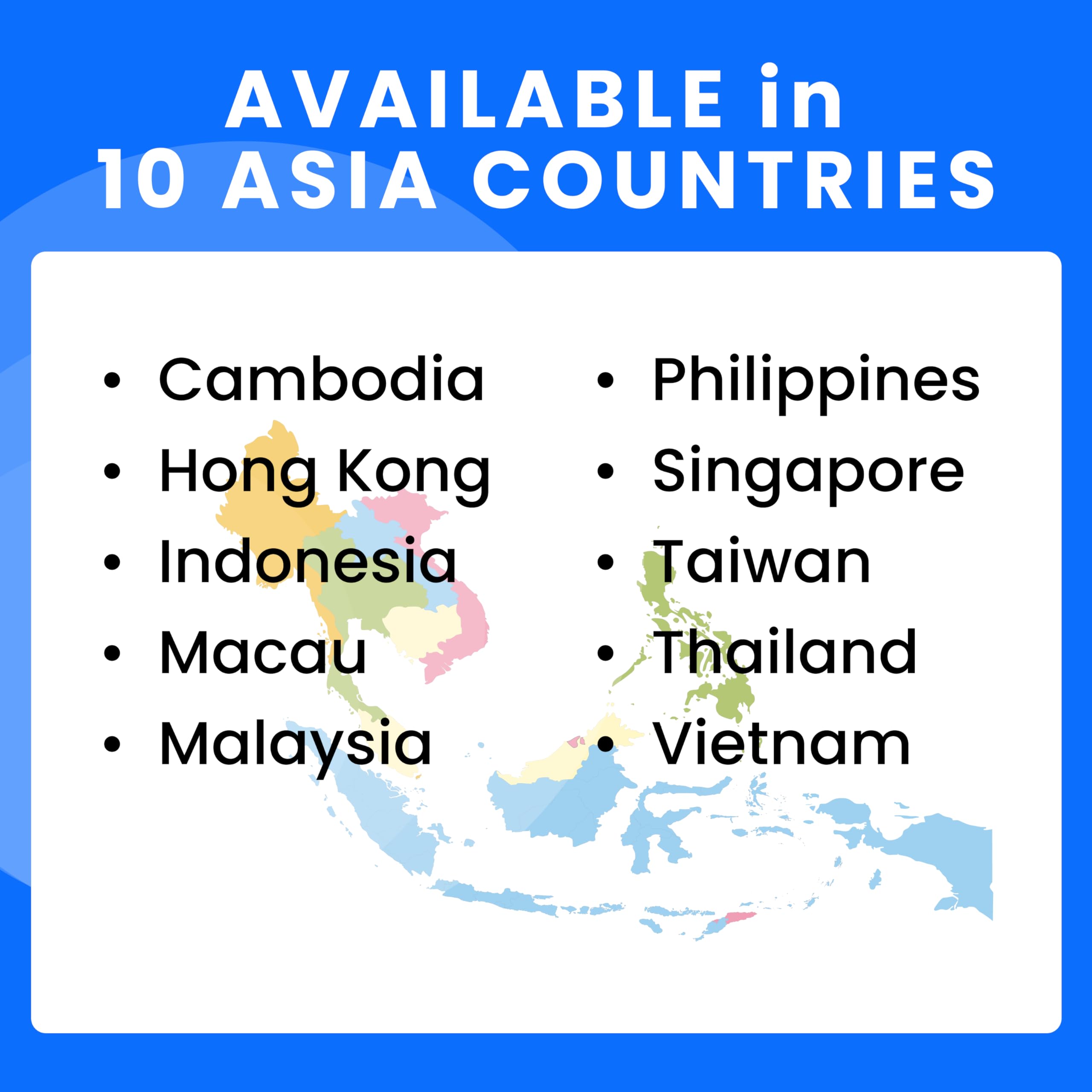 JetSIM eSIM SE Asia - Vietnam, Singapore, Thailand, Taiwan & More | 1GB Data Daily | 5G/4G High-Speed Coverage | Hotspot & Tethering | Plug & Play | Prepaid Digital SIM Card | 30 Days
