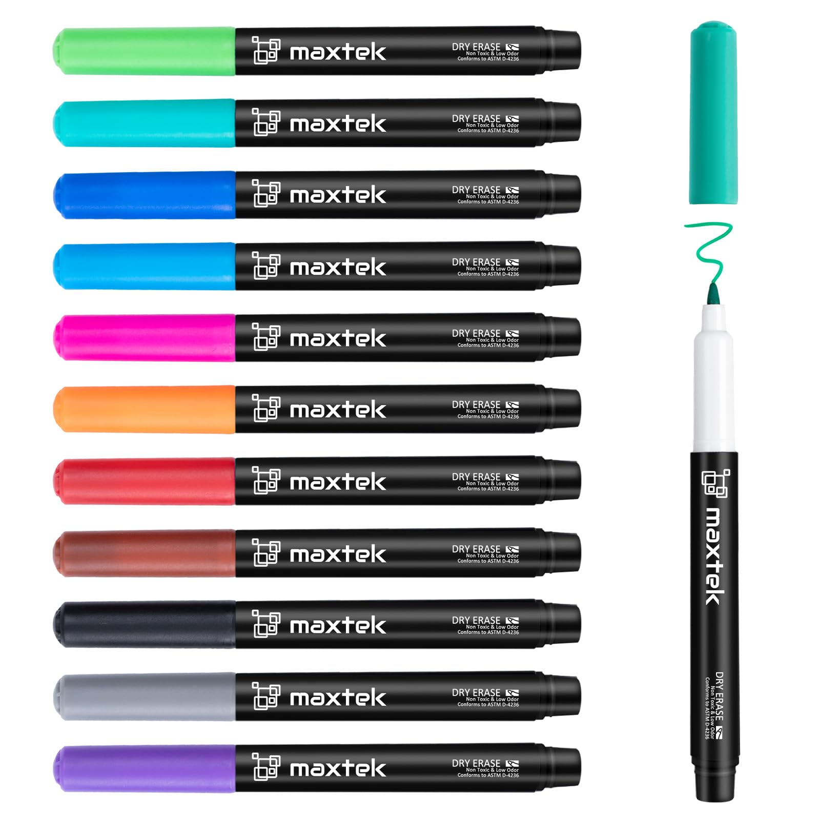 Photo 1 of maxtek Dry Erase Markers, 0.7mm Ultra Fine Tip, Low Odor, 12 Count