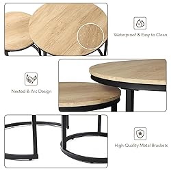 Uisoal Wood Coffee Table Set of 2, Nesting Coffee