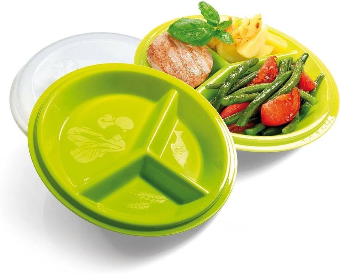 Precise Portions 2-Go Healthy Portion Control Plates, Pack of 2, BPA-Free, 3-Section Plate with Leak-Proof Lids, Dishwasher & Microwave Safe, Helps Manage & Lose Weight, Metabolism & Blood Sugar