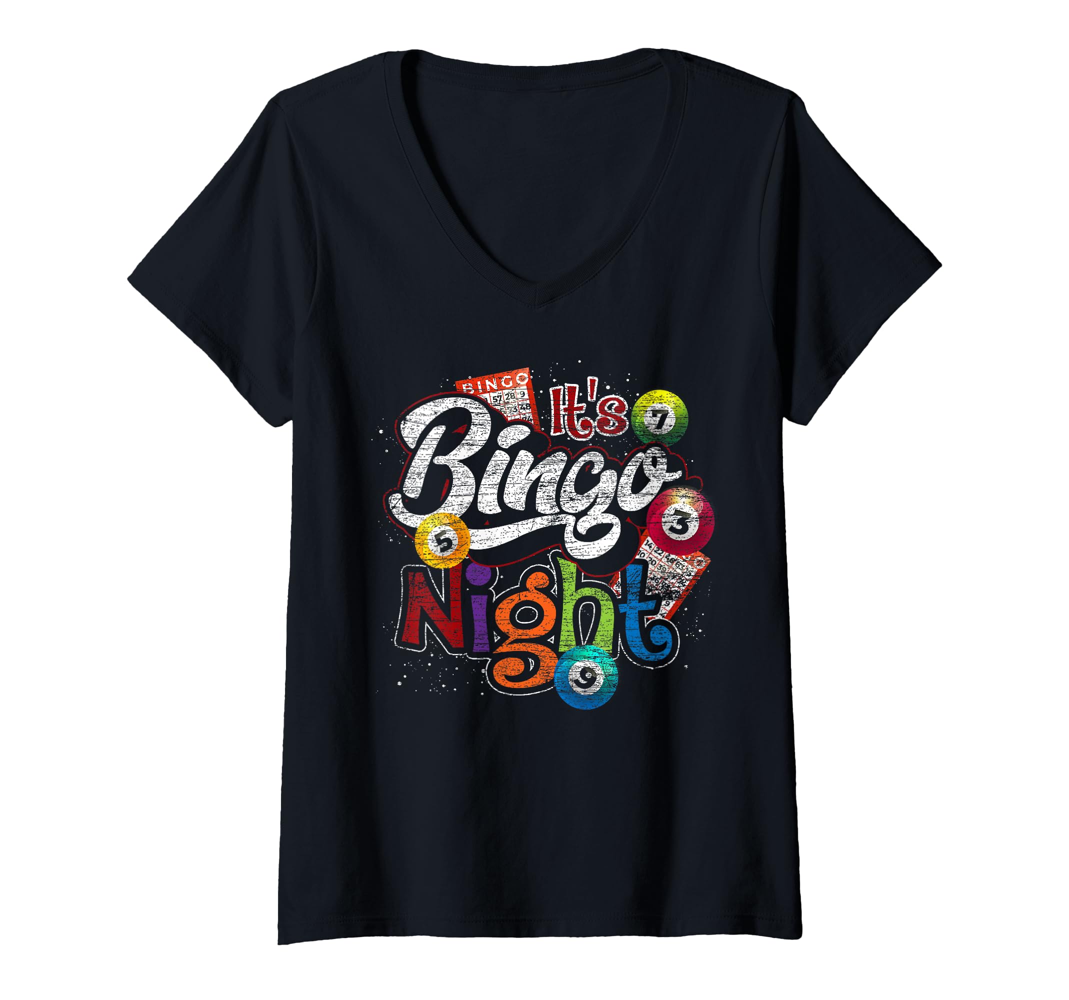 Womens Gambling Lover Gift Its Bingo Night Funny Lottery Bingo V-Neck T-Shirt