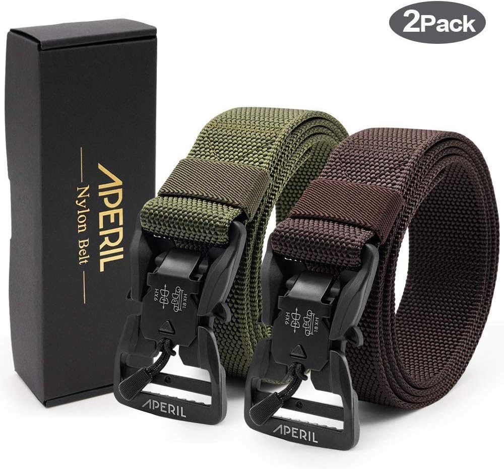 APERIL Men Tactical Belt, Military Style Adjustable Heavy-Duty 1.5’’ Riggers Nylon Belt with Quick-Release Metal Buckle for Working Outdoor Molle