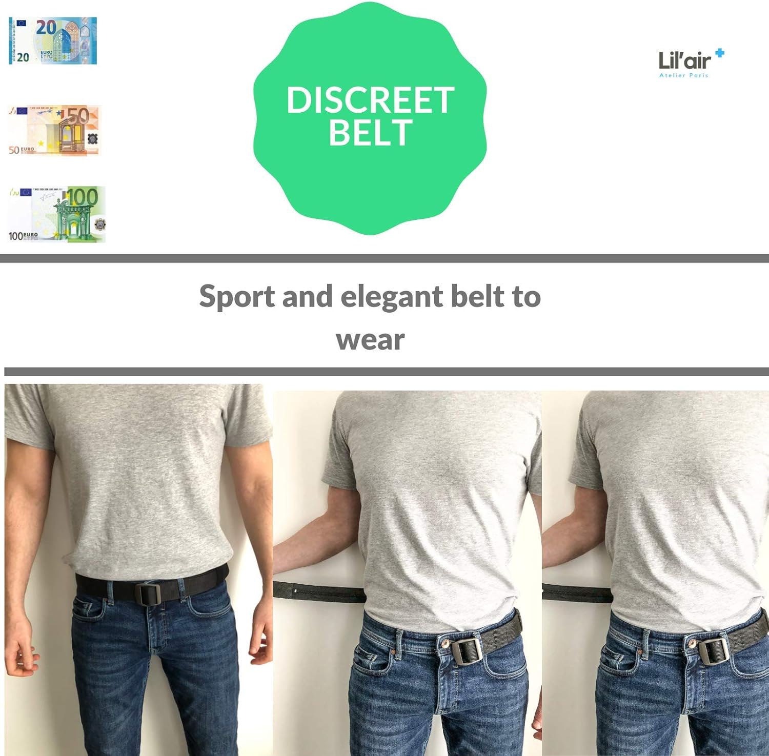  | Travel Money Belt- Travel Security Belt - Anti-Theft Money Belt with Secret Hidden Zipper - Cash Safe money Belt - Perfect for Travelling, Hiking, Camping, Airports and Work | Travel Wallets