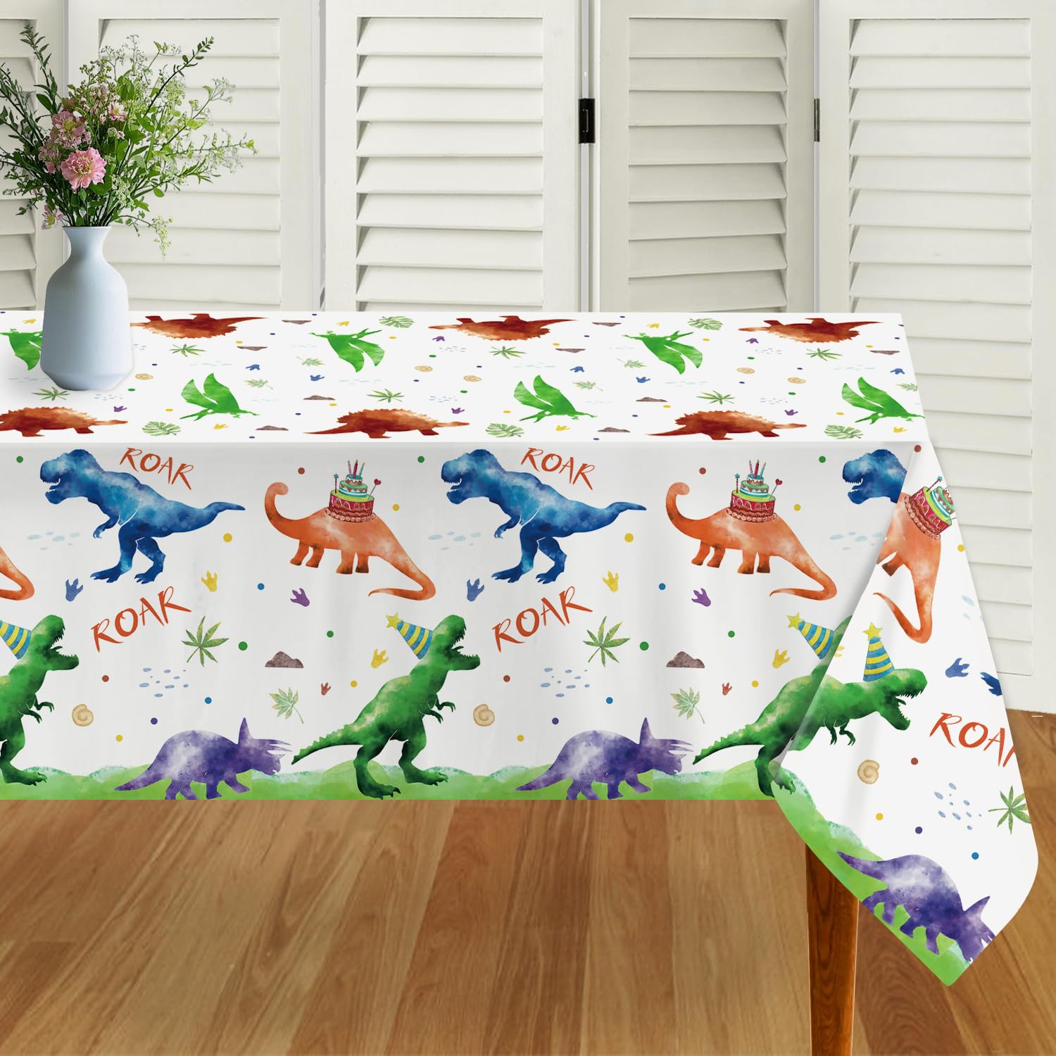 Oigco 3 Pack Dinosaur Tablecloth Dinosaur Birthday Decorations, Dinosaur Birthday Table Cover for Kids Boy Dinosaur Party Decorations, 54 X 108 Inch