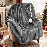 Heated Throw Blanket, 50''X60'' Electric Blanket with 23 Heat Levels & 12H Timer, Machine Washable Fast Heating Heated Blanket, Overheat Protection, Soft Flannel Sherpa Heating Blanket(Dark Gray)