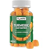 Curcumin Turmeric Gummies – Extra Strength 2000mg 8:1 Extract Turmeric Supplement Gummies with Black Pepper & Ginger – Vegan Non-GMO Joint Support Chewables – Peach Flavor, 60 Count