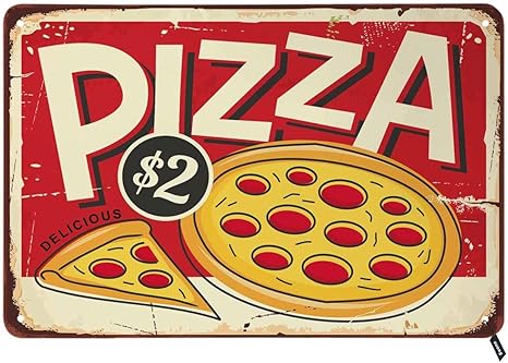 Amazon Swono ピザブリキ看板 ファストフード イタリアン レストラン フード レッド ヴィンテージ 金属 ブリキ看板 男性 女性 壁装飾 バー レストラン カフェ パブに 12x8インチ アートフレーム ポスター オンライン通販