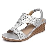 SHIBEVER Womens Wedge Sandals Elastic Ankle Strap
